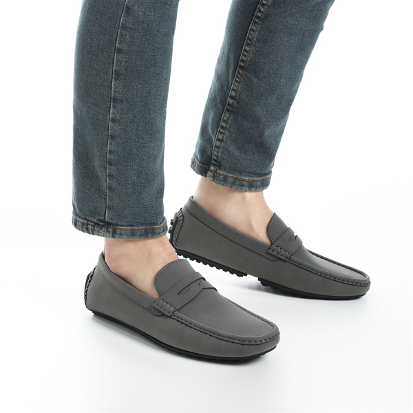 Men's Classic Moc Toe Suede Penny Loafers - DARK GREY - 6